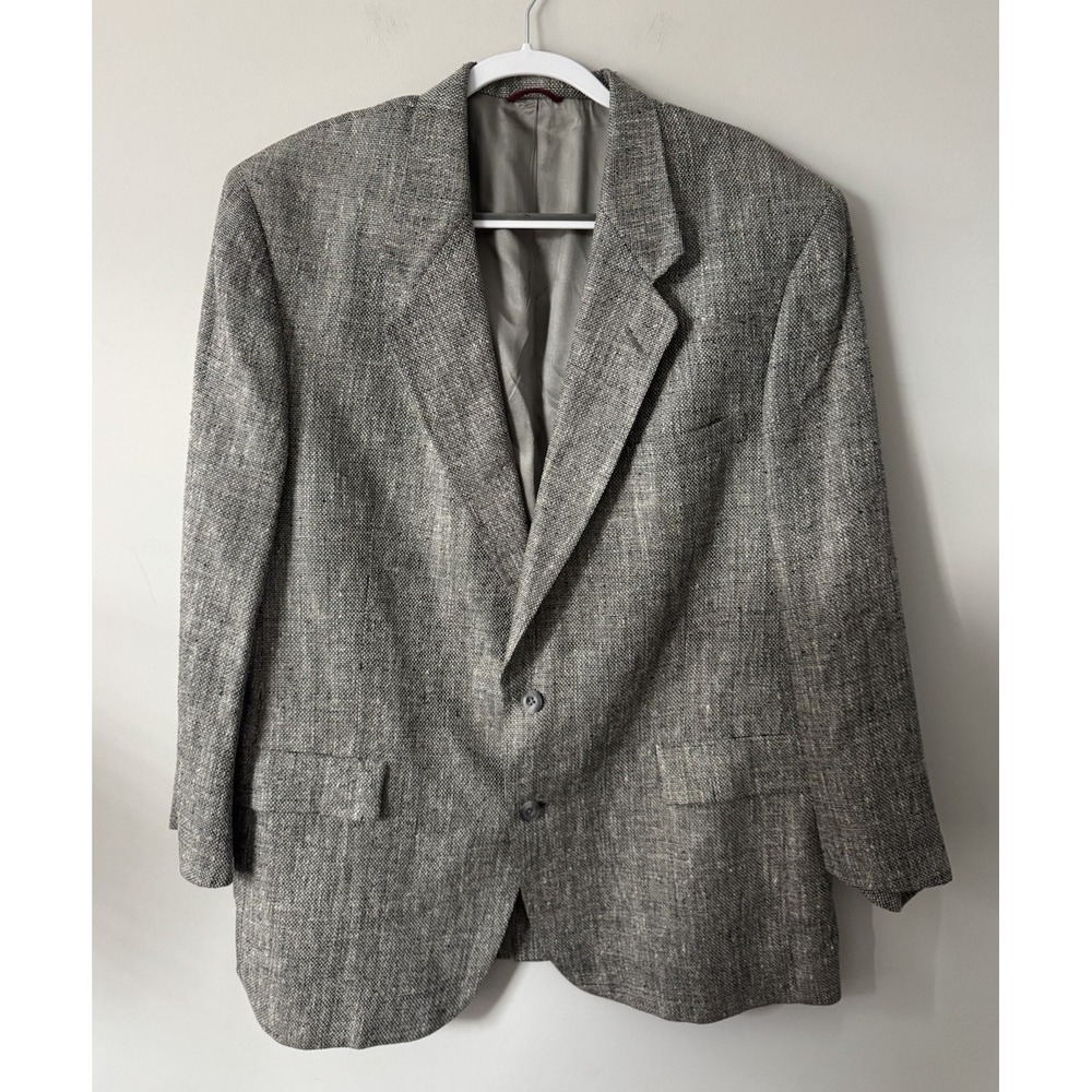 VTG Hart Schaffner Marx Men's 46R Pure Silk Tweed Jacket Blazer Old Money USA